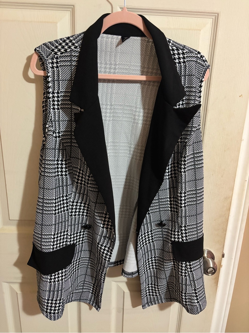 Sleeveless Plaid Longline Vest & Matching Pants Set